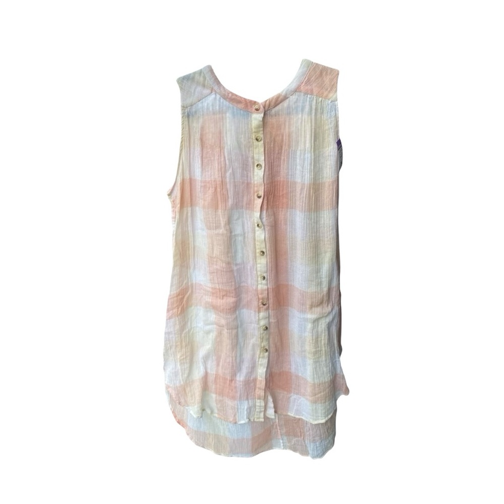 Free People Sweet Picnic Sleeveless Pastel Plaid Button-Front Women's Top